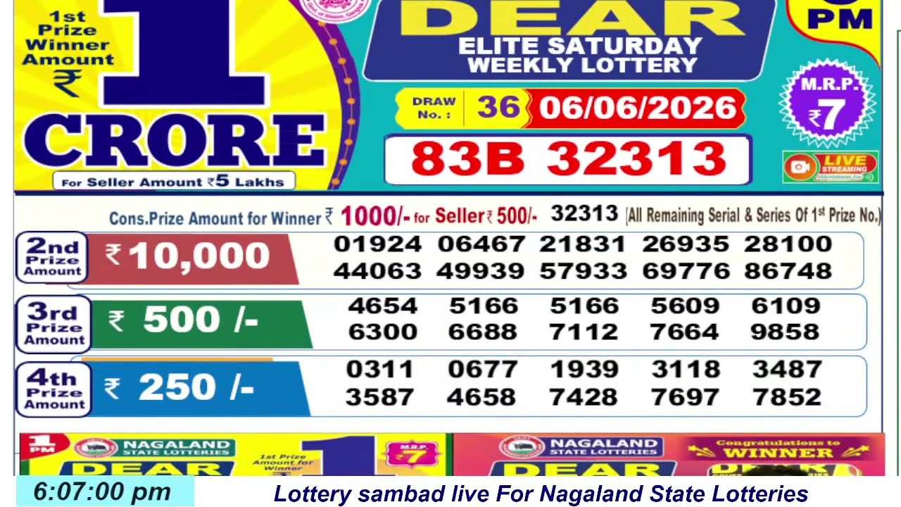 Dear Lottery Sambad 6 PM Lottery Live Result | Lottery Sambad Live 06.06.2026 Sikkim Lottery Live