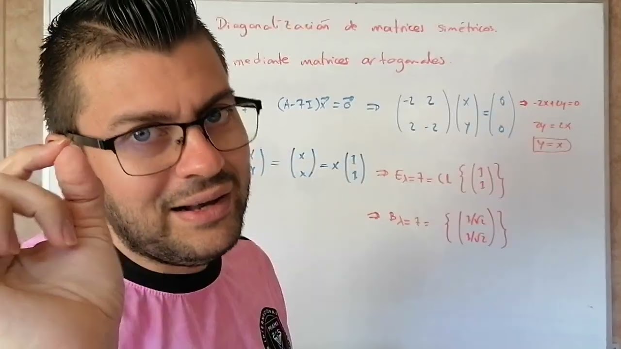 Diagonalización ortogonal: Un caso fácil con una matriz 2x2.