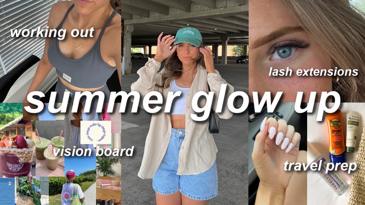 SUMMER GLOW UP + PREPARE WITH ME FOR A TRIP (nails, lashes, shopping, tan, vision board, & more)