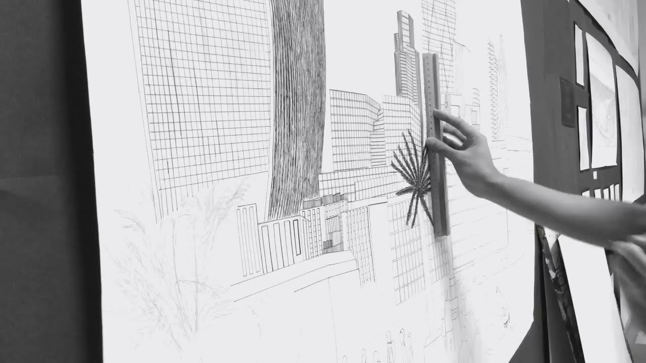 [40 hrs] Drawing - London Thames Embankment from City Hall