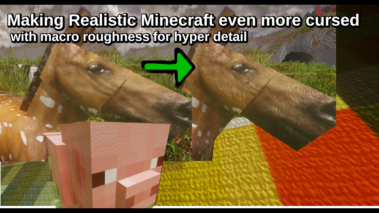 Делаем реалистичный Minecraft еще более проклятым с помощью макро-шероховатости для гипердетализа...