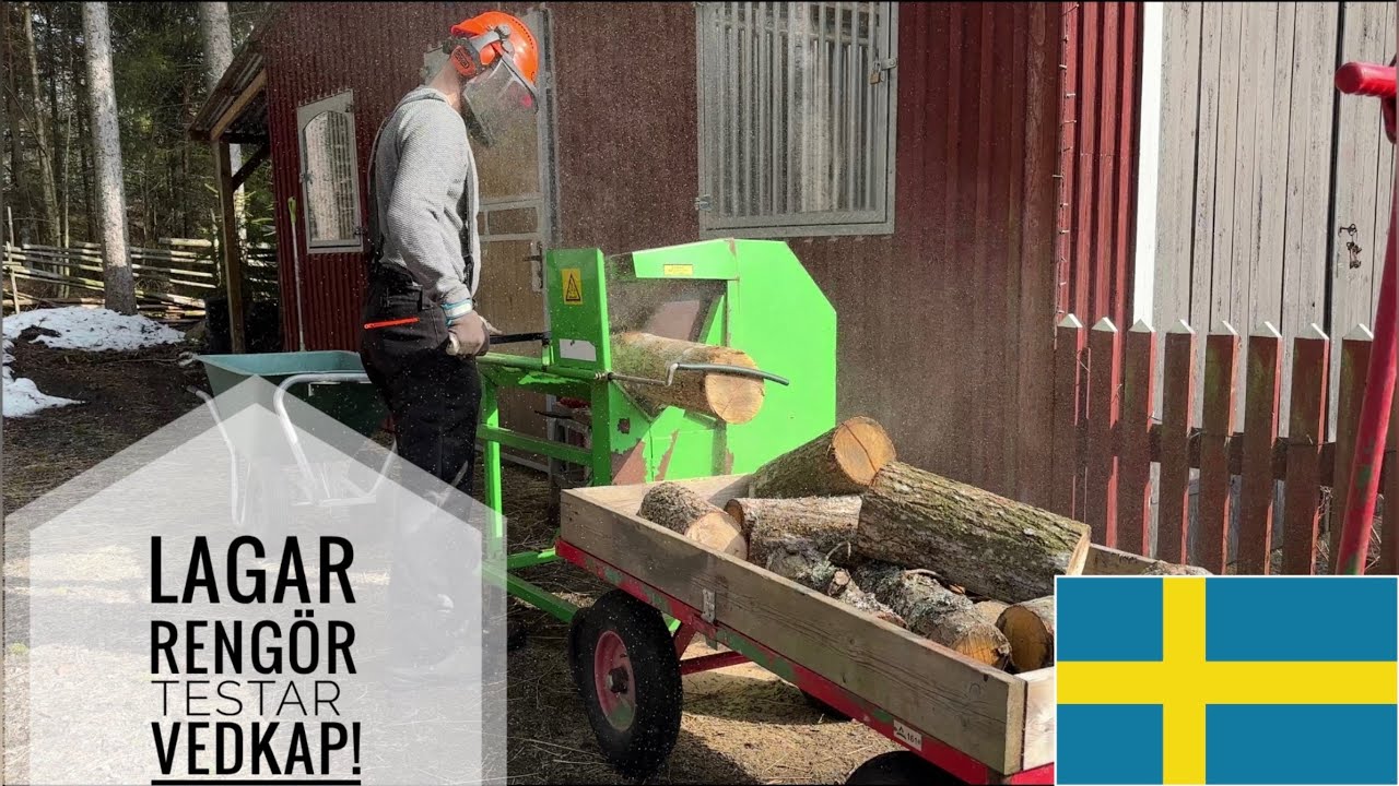 Fixar en vedkap och kapar lite ved (English subtitles)