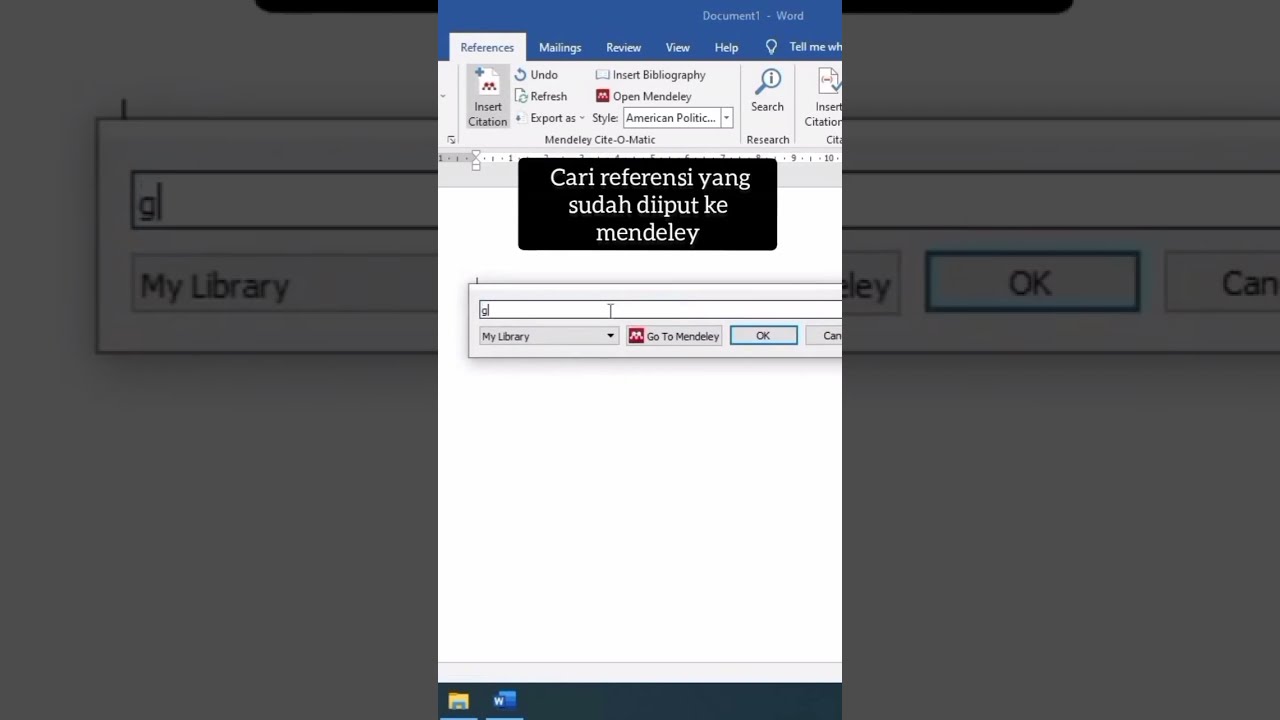 Cara Memasukkan Daftar Pustaka Otomatis dari Mendeley #shorts #microsoftword #wordtutorials