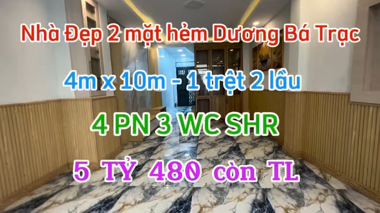 🏠🔴 Nhà Đẹp 2 mặt hẻm tại Dương Bá Trạc SHR gần chợ Rạch Ông - Giá 5 TỶ 480 còn TL 🔴🏠