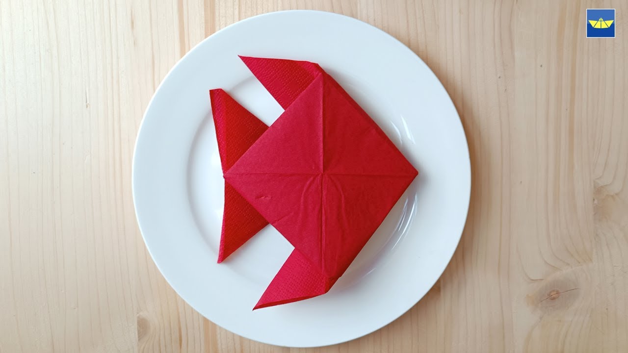 Servietten falten einfach 'Fisch' Tischdeko für Geburtstag, Muttertag & Sommer