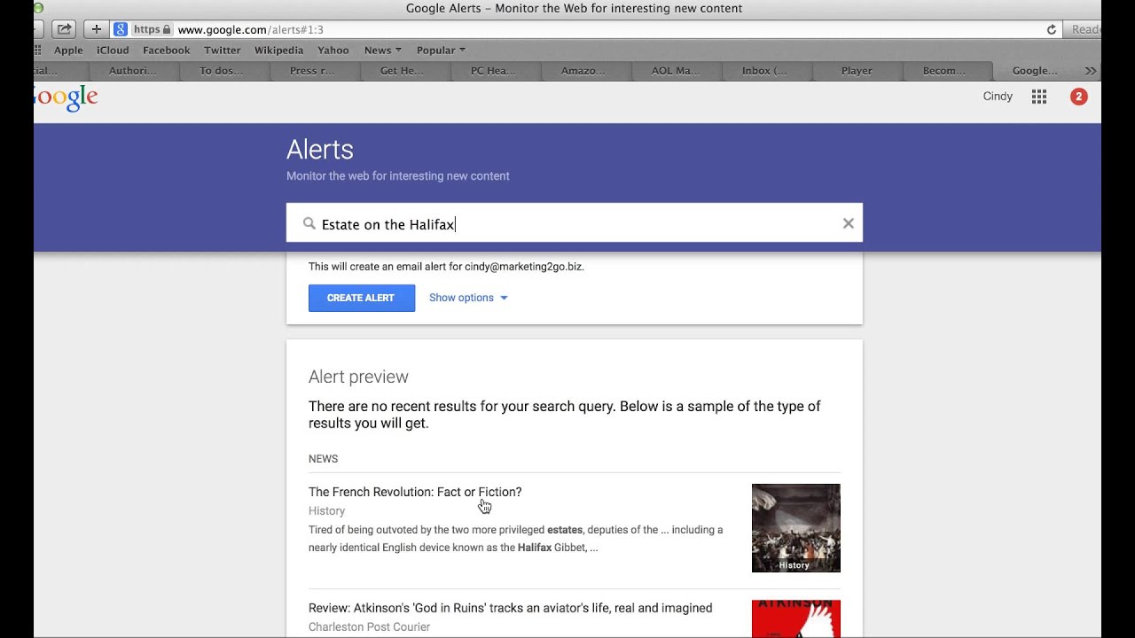 Create a Google Alert