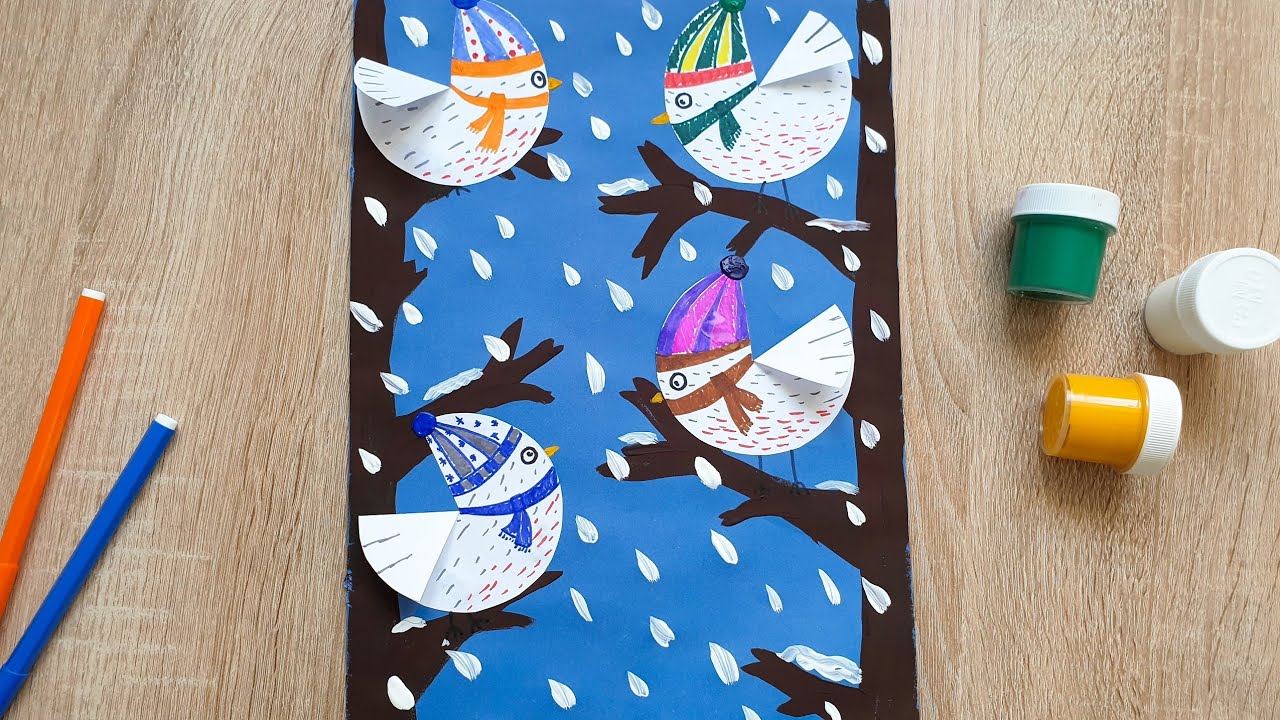 Поробка птахи взимку ❄ Снігурі з паперу 🐦 Зимуючі птахи 💫 | Making birds in the winter from paper. ❄
