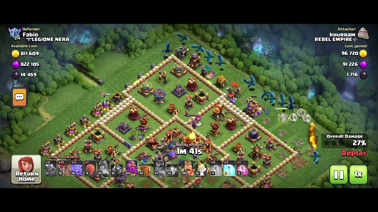 Coc..th15 Army..directing royal champion towards eagle artillery in the centre 