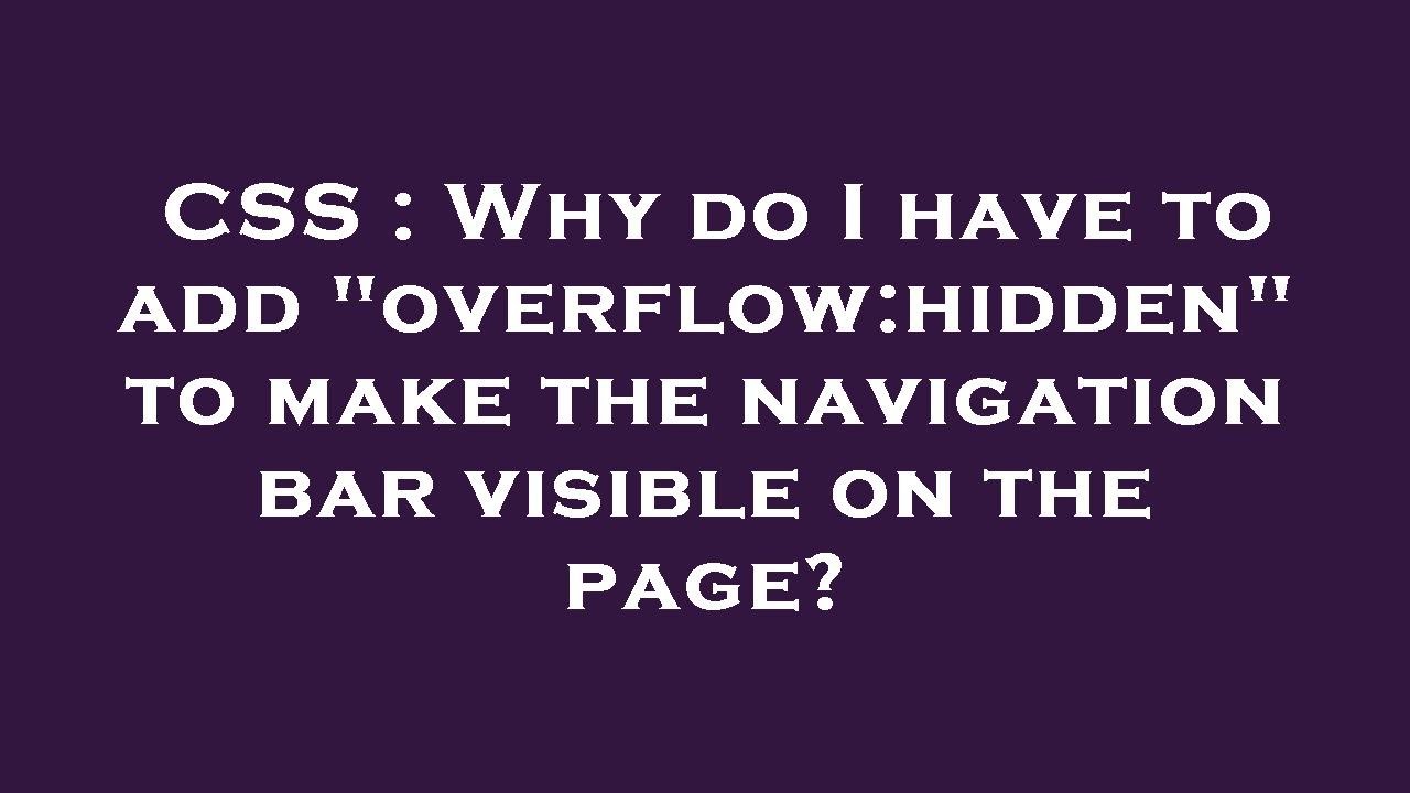 CSS : Why do I have to add 