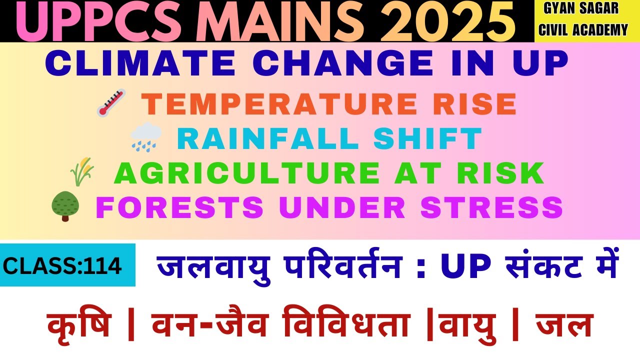 Climate Change in U P | Impact on Agriculture, Forests, Biodiversity, Air & Water | CLASS : 114 |