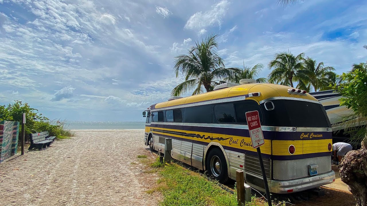 Driving 1947 gm silversides bus from TN-FL for daughters wedding. Leaf spring problem, beach parking