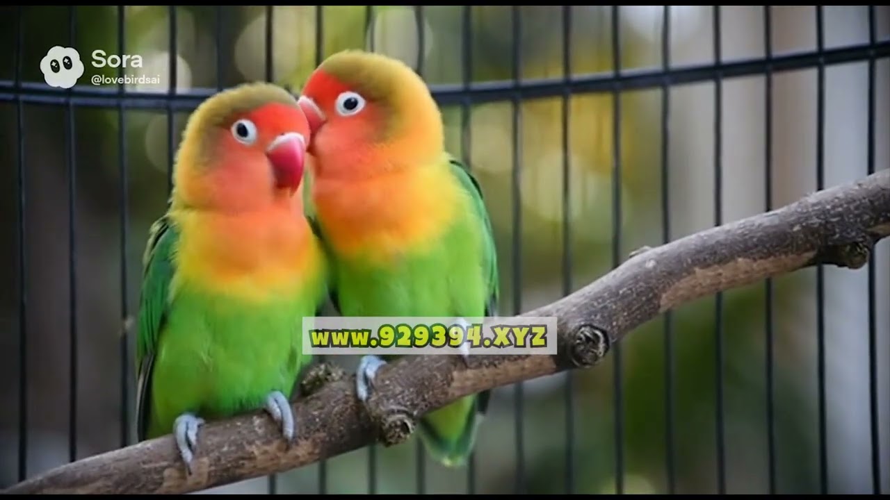 Fischer's Lovebird Parrots Chirping in Cage - Agapornis Fischeri Happily Chirping Fun Compilations