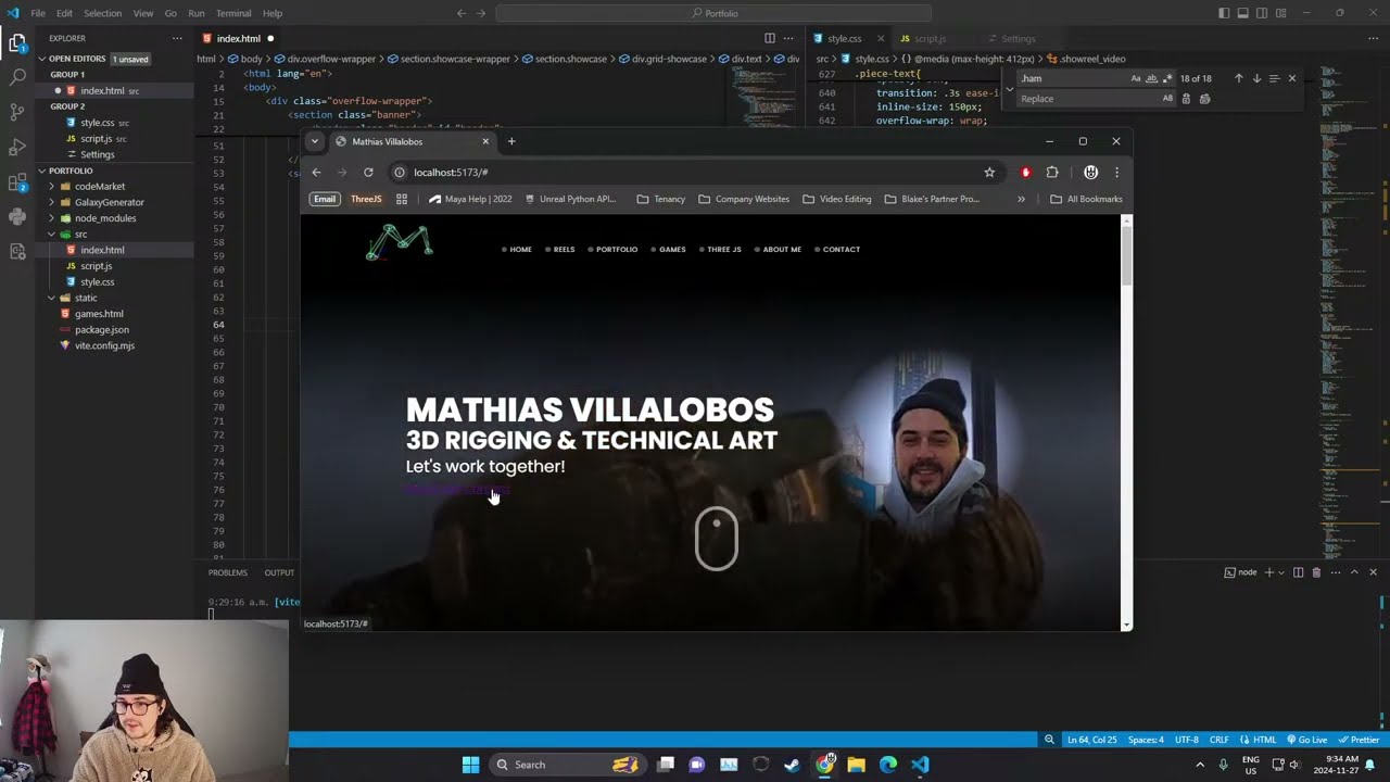 Technical Art Live 6 - Building my Online Portfolio - VS Code, Photoshop, Illustrator