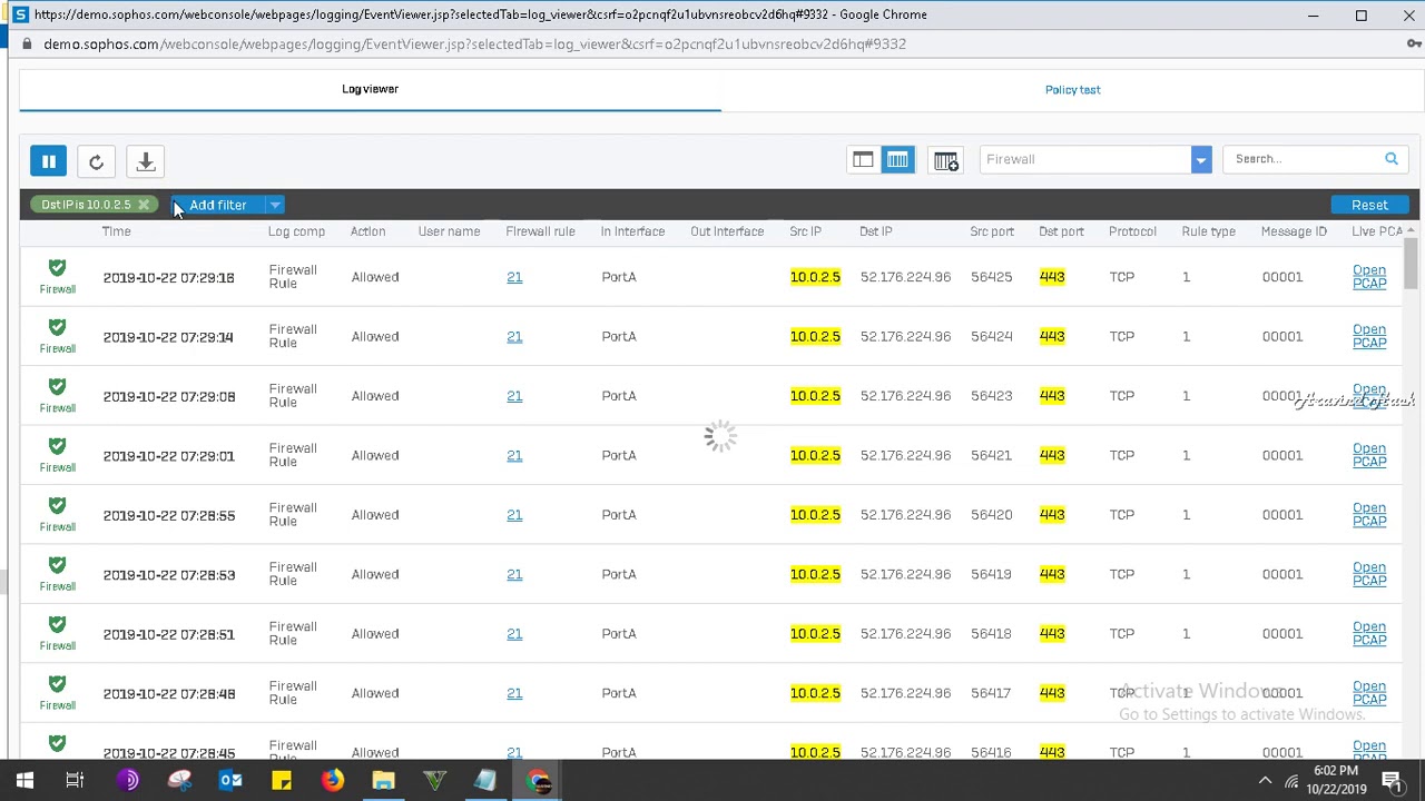 how to log viewer on sophos xg 230 firewall