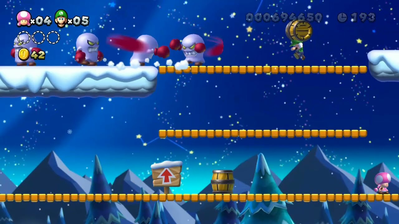 Súper Mario Brother's U Deluxe - Glaciar glaseado -1 ( de vuelta con los barriles)