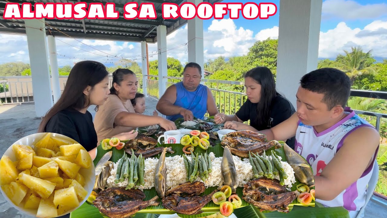 MASARAP ANG KAIN SA ROOFTOP | MARINATED BANGUS, NILAGANG OKRA AT PUSO NG SAGING