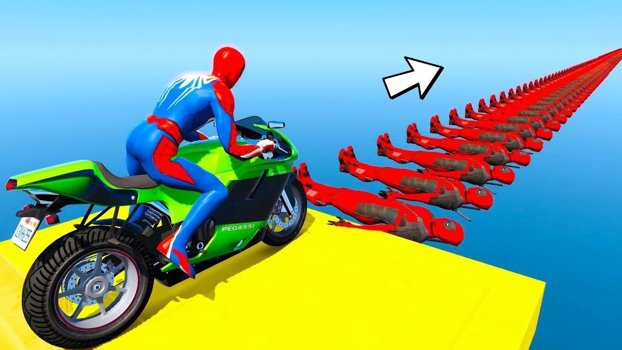 SPIDERMAN Motos Bike Impossible Track Challenge com Super-heróis - Siêu Nhân Nhện Đua Xe Motos
