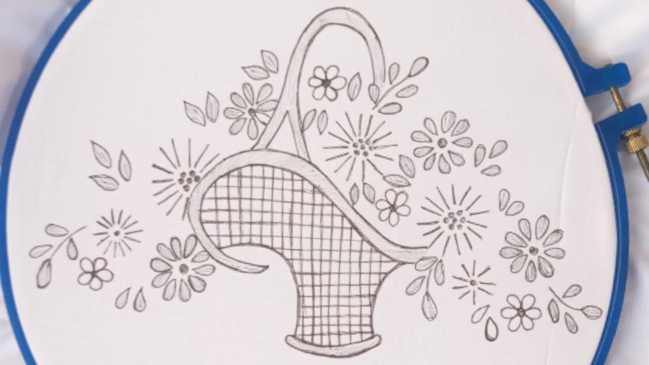 Very beautiful basket embroidery, Easy hand embroidery, Flower embroidery basket