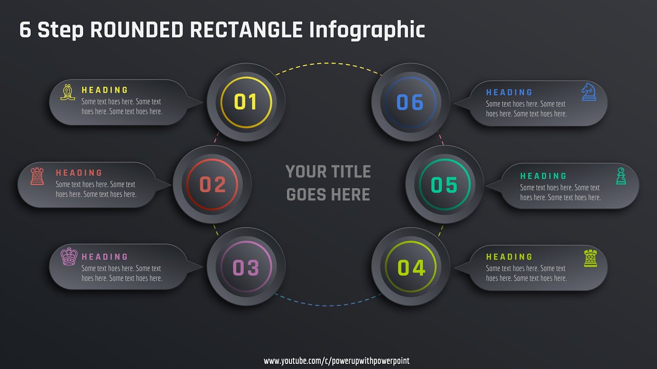 44.[PowerPoint] Create 6 step ROUNDED RECTANGULAR infograhic🔥🔥🔥 | Buisness Slides | Dark theme