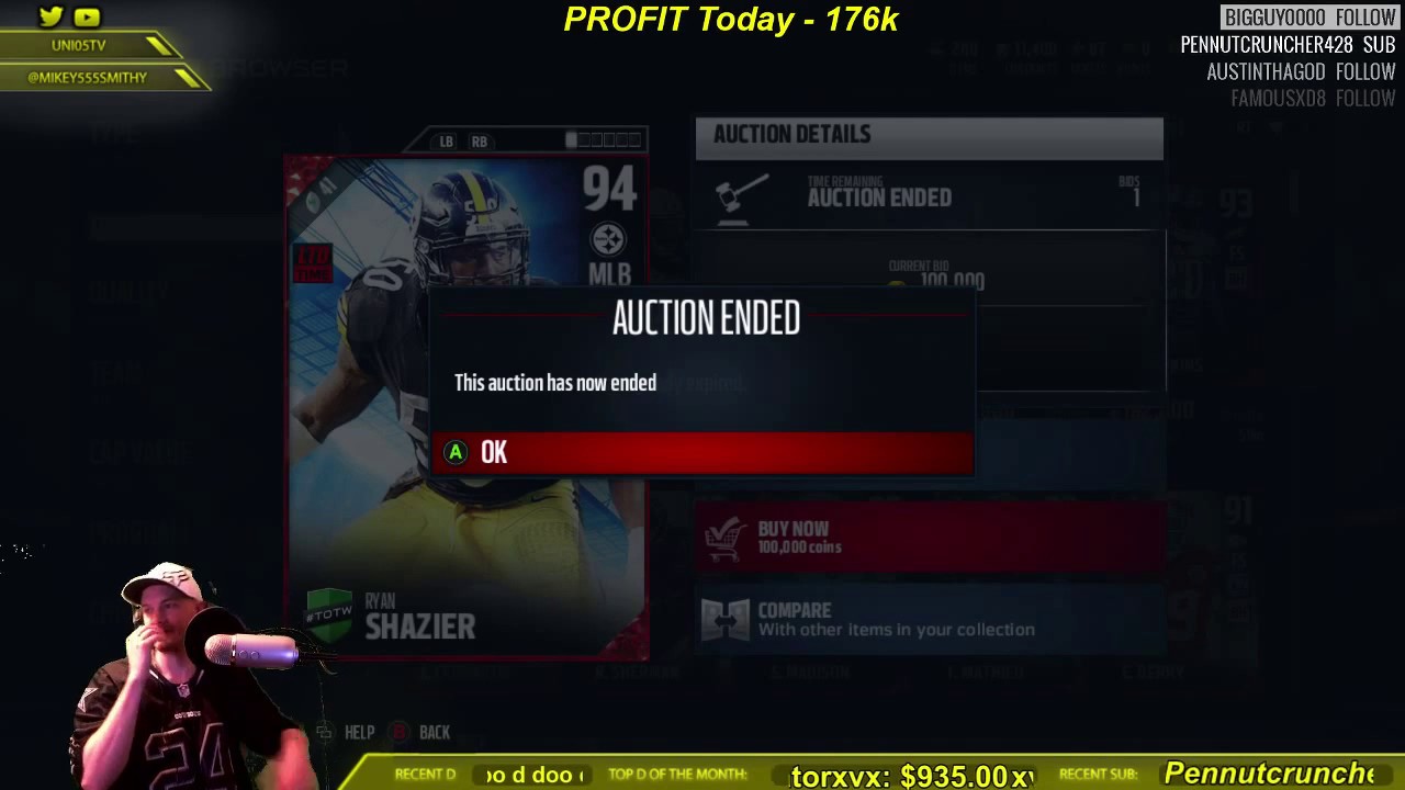 MUT 17 HUGE MISSED SNIPE!!! (NO SOUND) SHAZIER