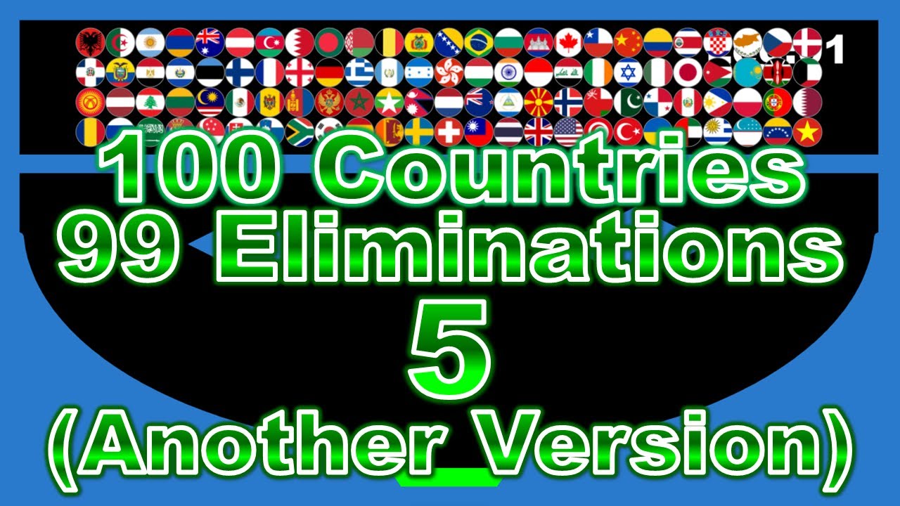 [Another Version]100 countries & 99 times elimination5 -marble race in Algodoo- | Marble Factory 2nd