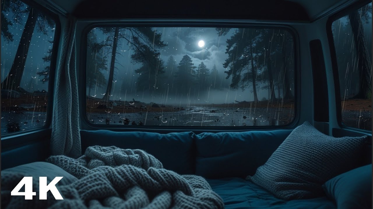 🔴| Rainy Camper Study Room 🌧️ Ambient Rain for Focus/Sleep (4K)