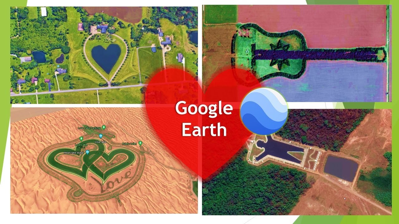 Amazing places on google earth | Heart Lake | Love Lake | Lion Point | Fingerprint