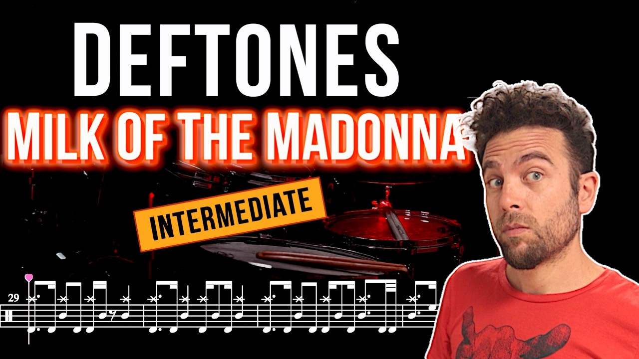 Deftones - Milk Of The Madonna - Drum cover (with scrolling drum score)