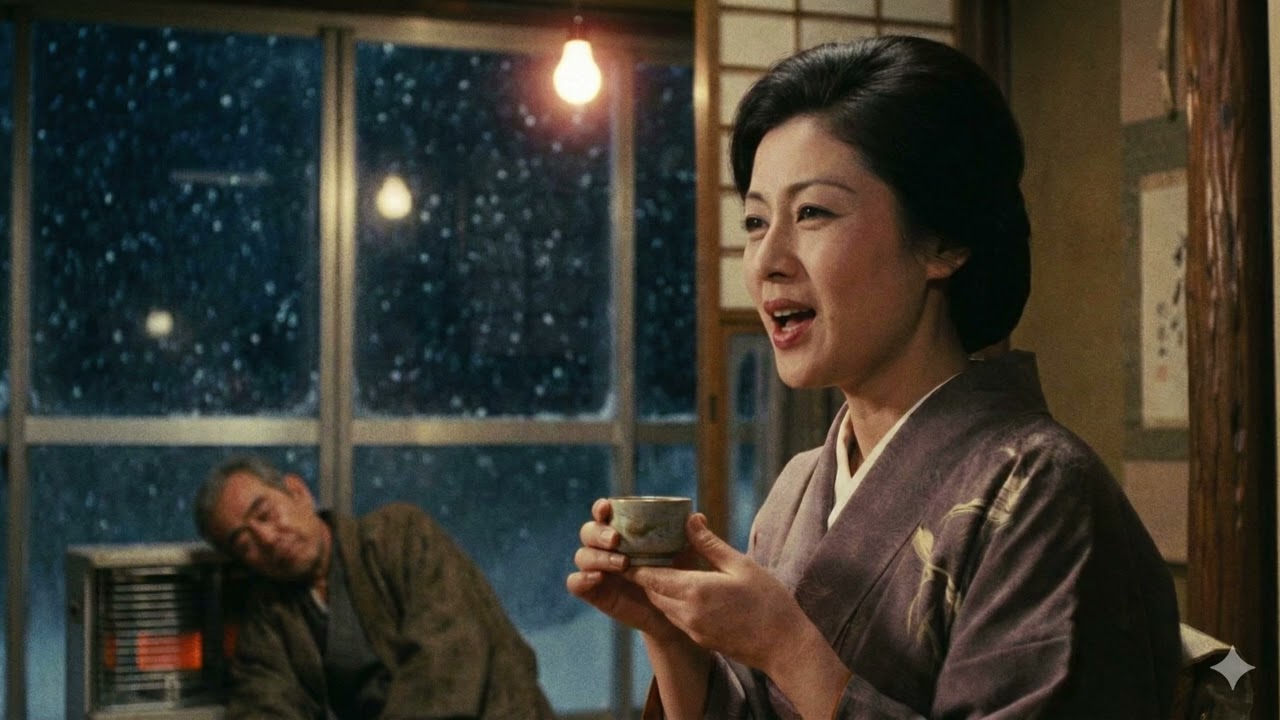 【演歌】吹雪の夜、酒を酌み交わす夫婦の絆。30年の苦労が報われる瞬間に涙が止まらない…『おちょこ一杯、冬の宿』