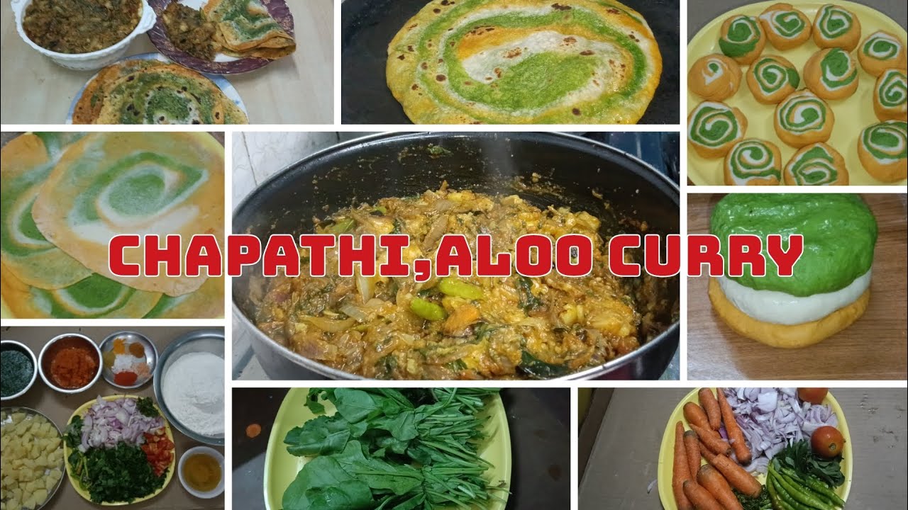 Healthy chapathi with carrot and spinach,aloo. Curry by homemaker vlogs 😋😋🤤🤤🤤🤤