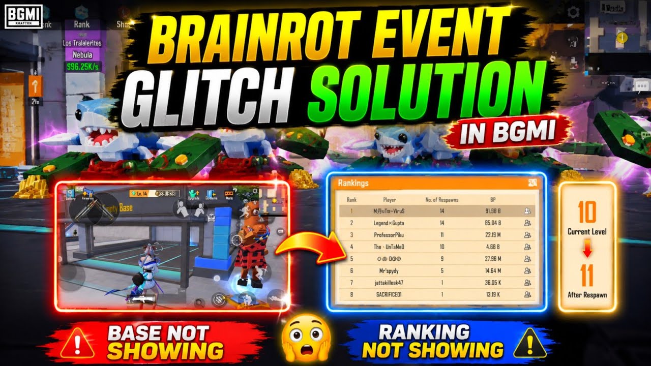 😍BRAINROT EVENT GLITCH 100% SOLUTION IN BGMI & PUBG MOBILE | BASE NOT SHOWING | RANKING NOT SHOWING