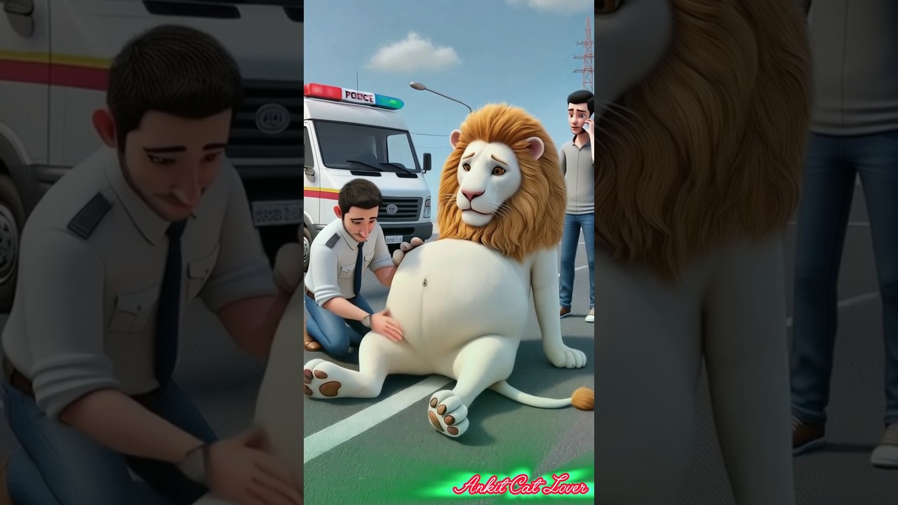 Lion rescue story 😺#ai #lion #story #animals #animalrescue