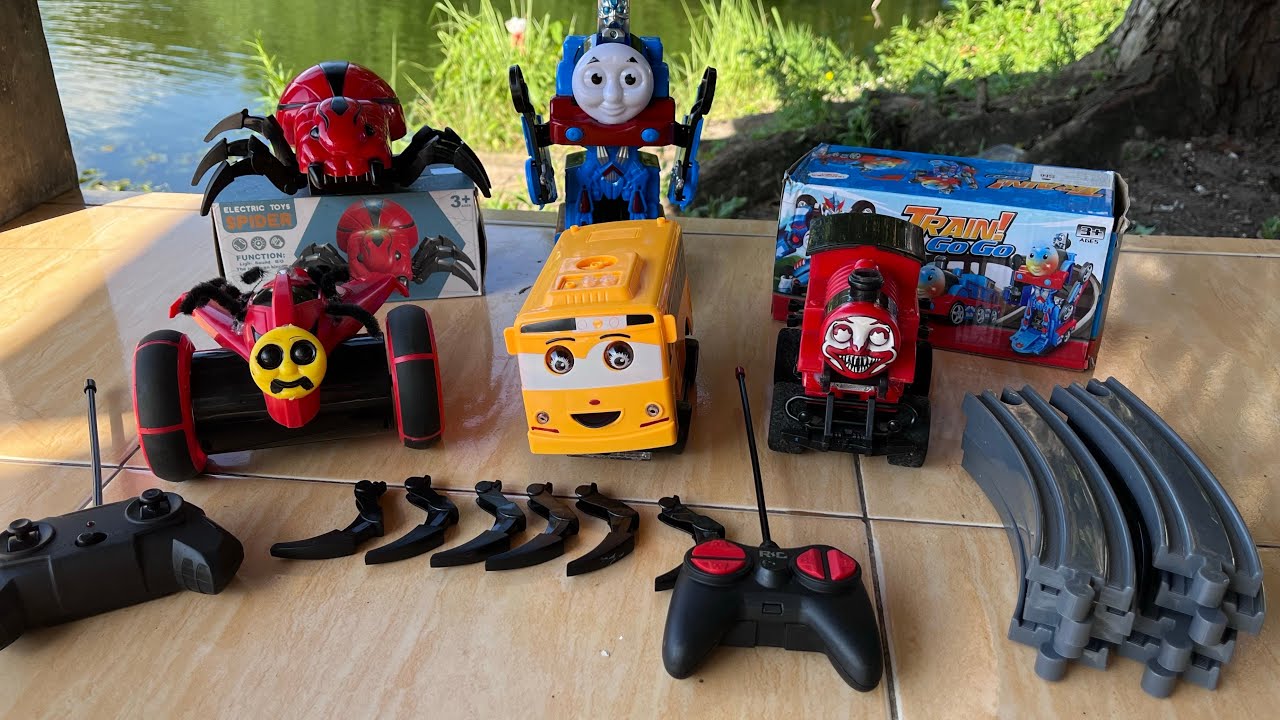 Mencari, Unboxing, Dan Merakit mainan Rc kereta Choochoocharles, Ambulance, bus Tayo, Thomas 