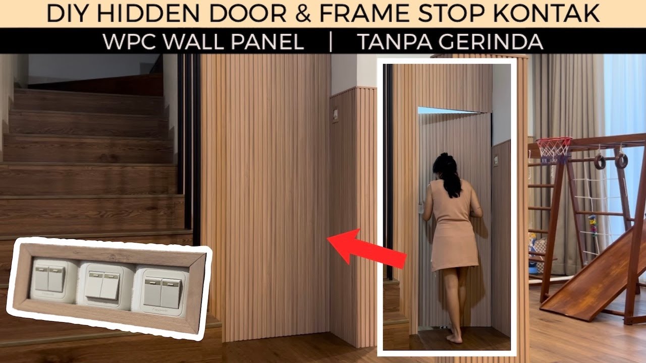 DIY pintu kamuflase dan frame saklar stop kontak | wpc wall panel | Hidden door