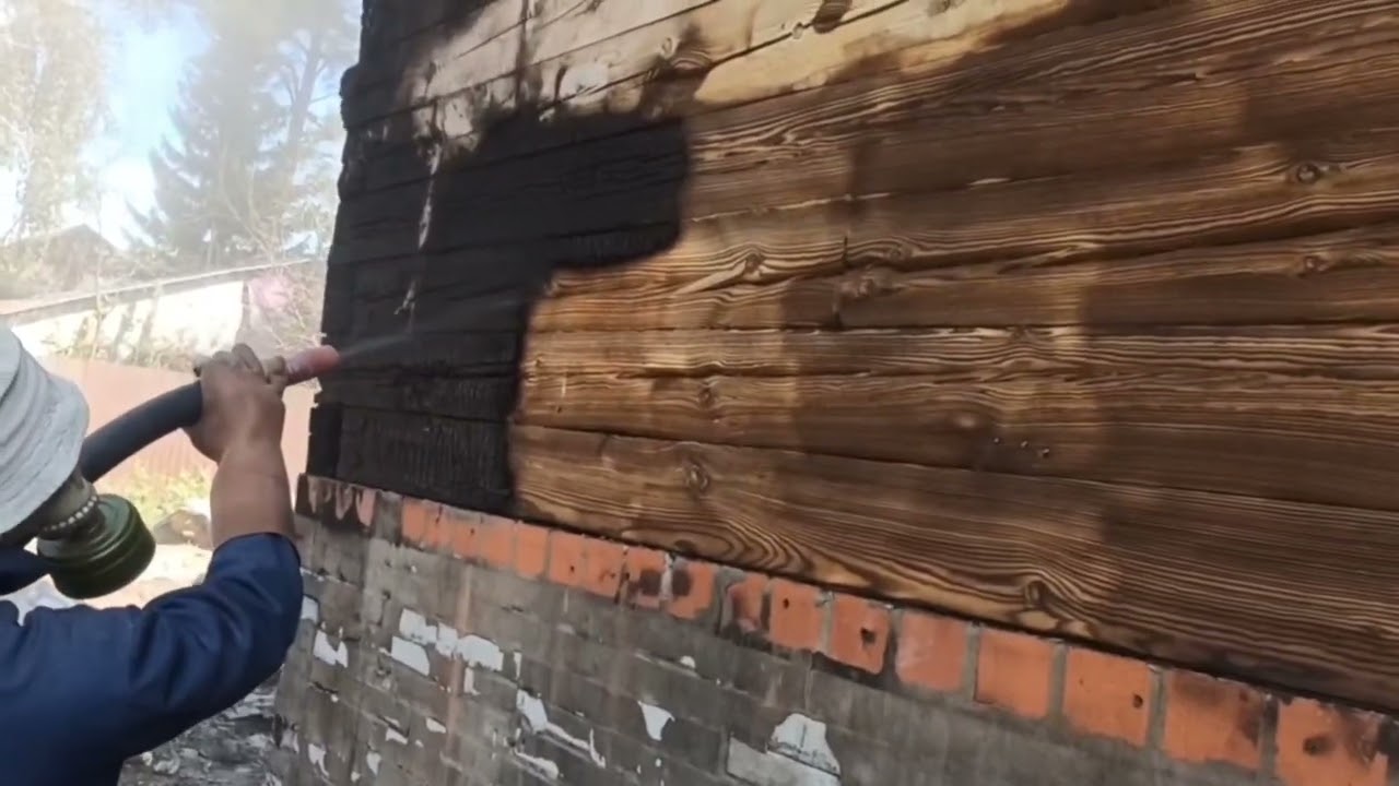 Чистим деревянный дом после пожара!