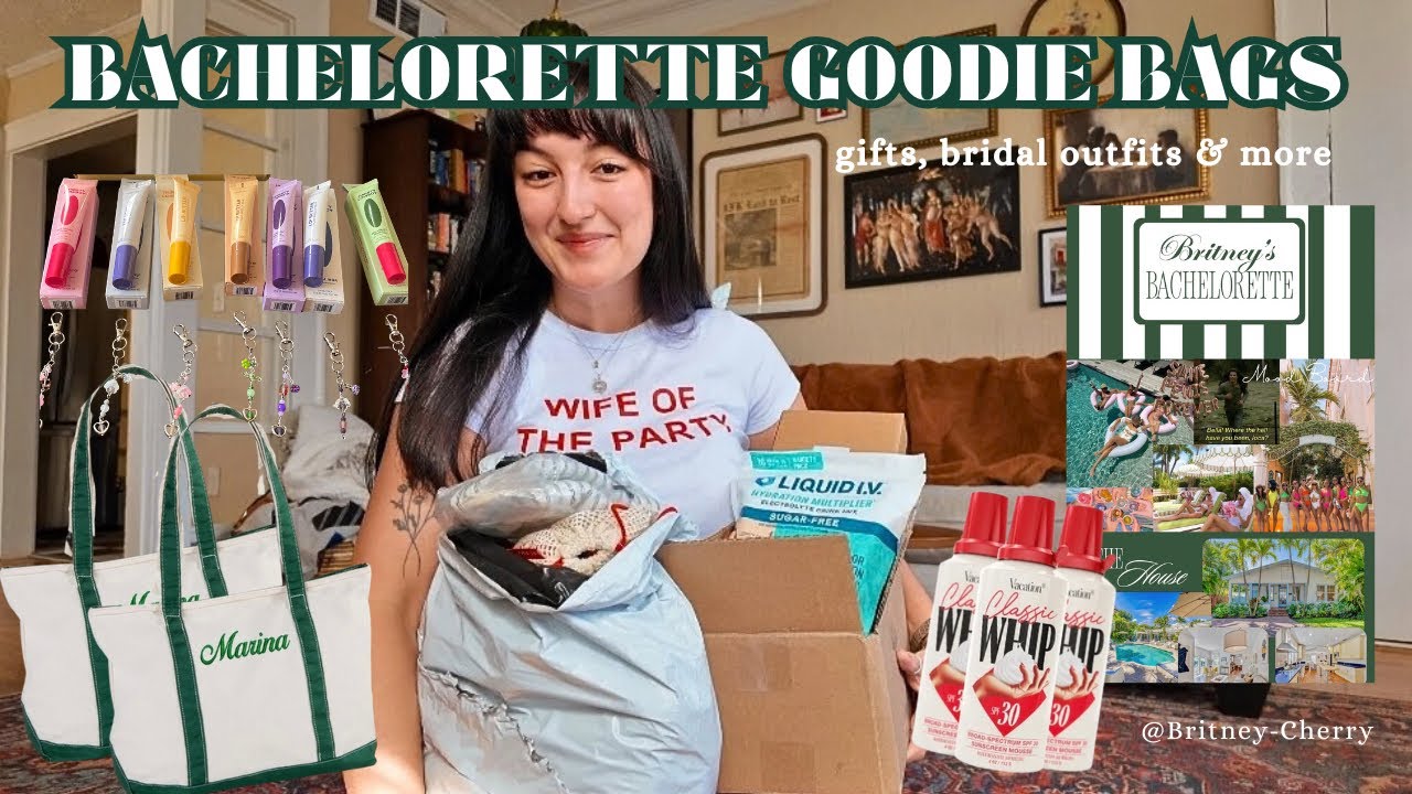 my BACHELORETTE goodie bags | gifts for bridesmaids, my bach outfits, website & itinerary