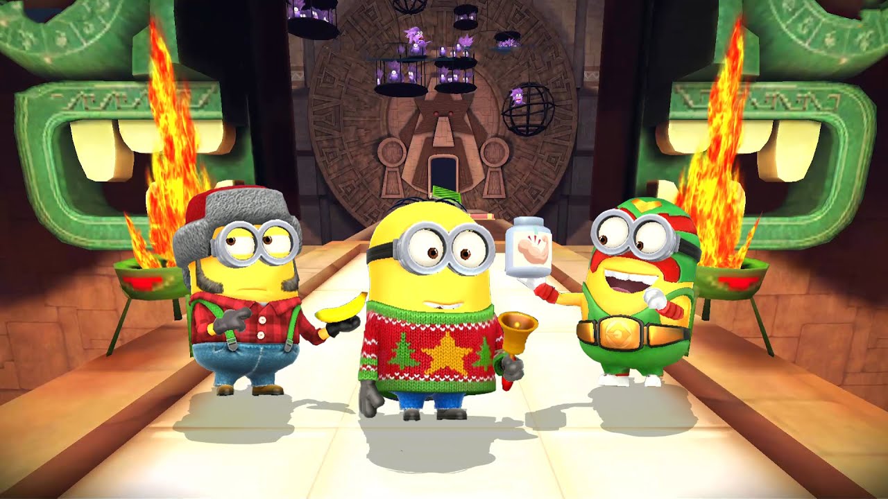 Minion rush Special Mission - Lumberjack minion Holiday Sweater and Luchador minion at Smash Event