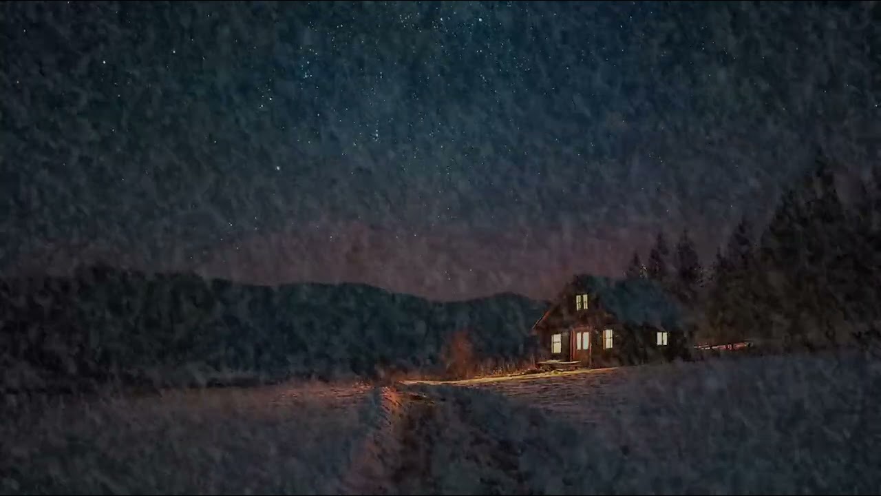 Quiet Cabin Nights – Cold Wind and Falling Snow Sounds for Deep Calm and Silent Winter