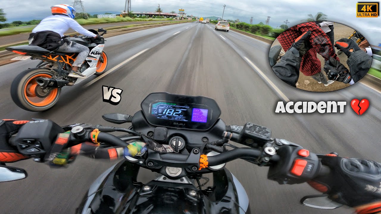 Ns 400g Vs Rc 390 Bs3 🔥 Live Accident 💔  Mt 15 Crash Ho Gayi 😢 #ktm #accident #ns400 