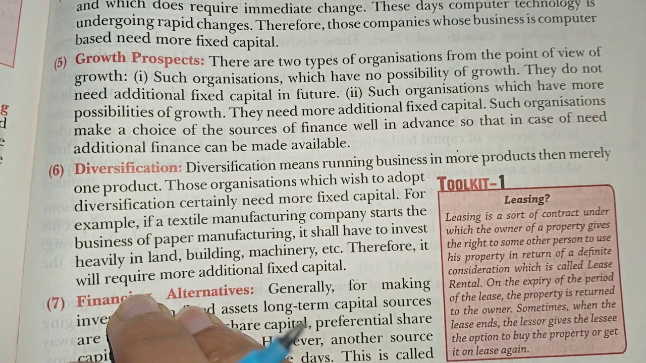 Fixed capital, concept & determinants, 12 business studies