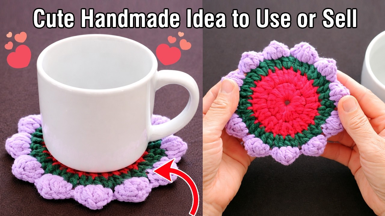 90 Year Old Grandma Crocheting - Easy Crochet Cup Coaster – Cute, Useful & Great to Sell