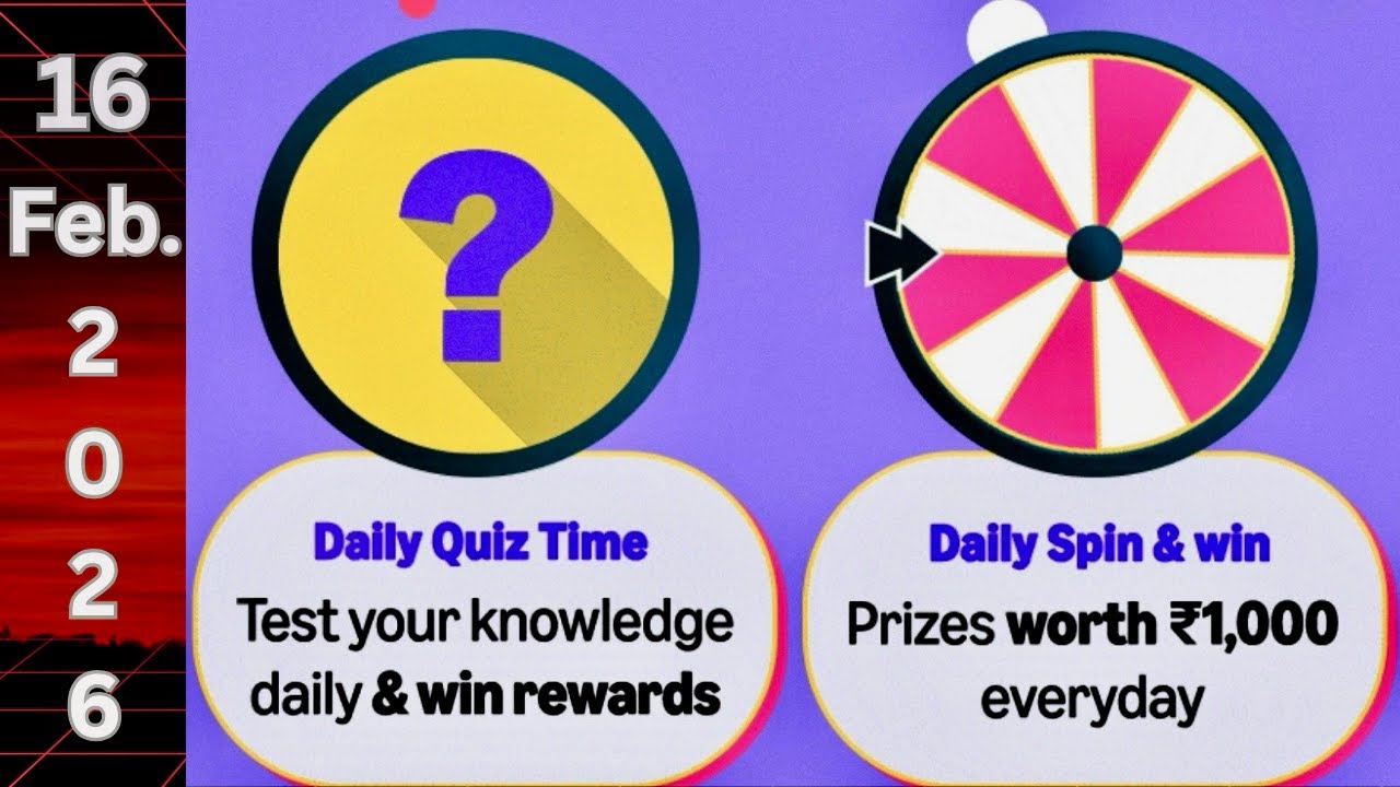 Amazon Daily Quiz Time Quiz Answer Today Amazon Daily Spin Quiz Answer Today Amazon 16 February 2026