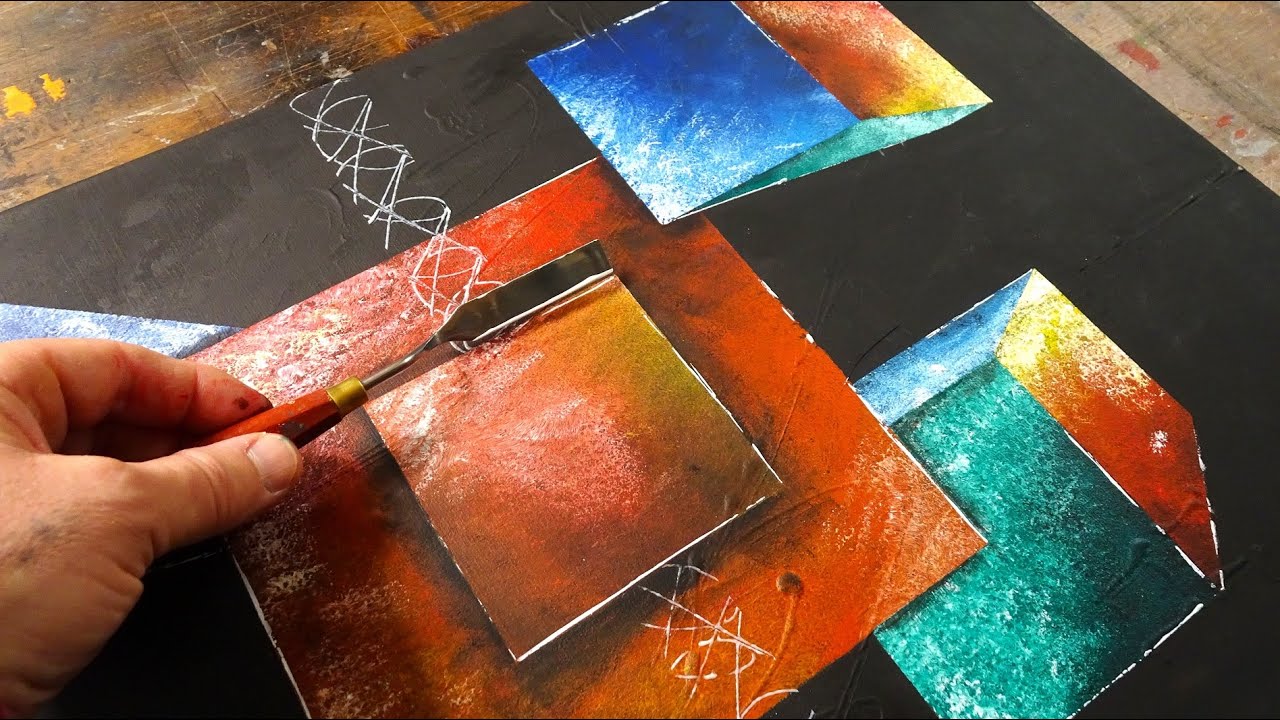 Transparente abstrakte Malerei mit Kreppband . Transparent abstract painting with masking tape.