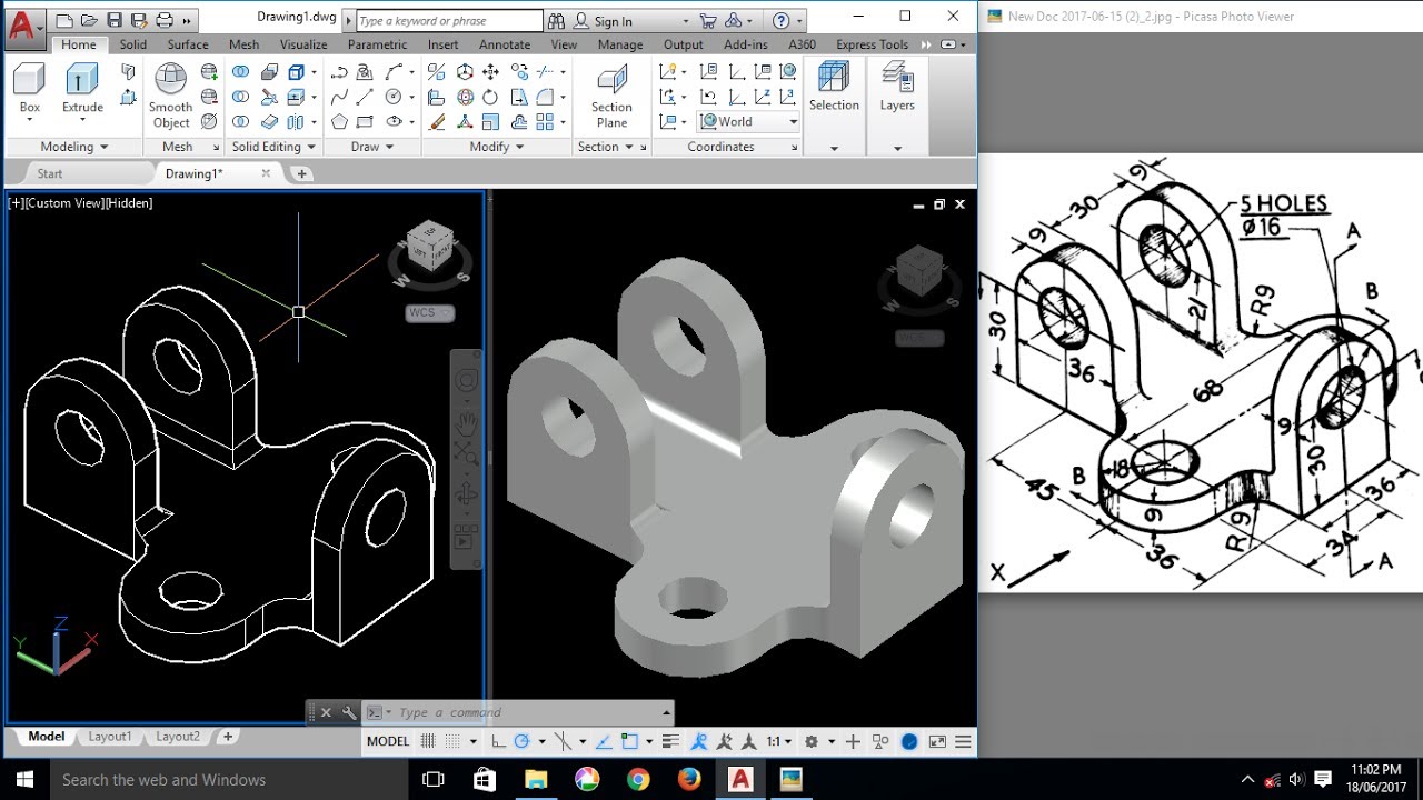 AutoCAD 3D Exercises / Easy, Smart & Quick Steps / Mechanical Part Model -7