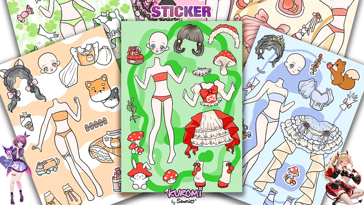 Oddly Satisfying ASMR Sticker Book Huntrix Idol Mushroom Forest & Shiba Inu Style! 💖 Paper DIY #241