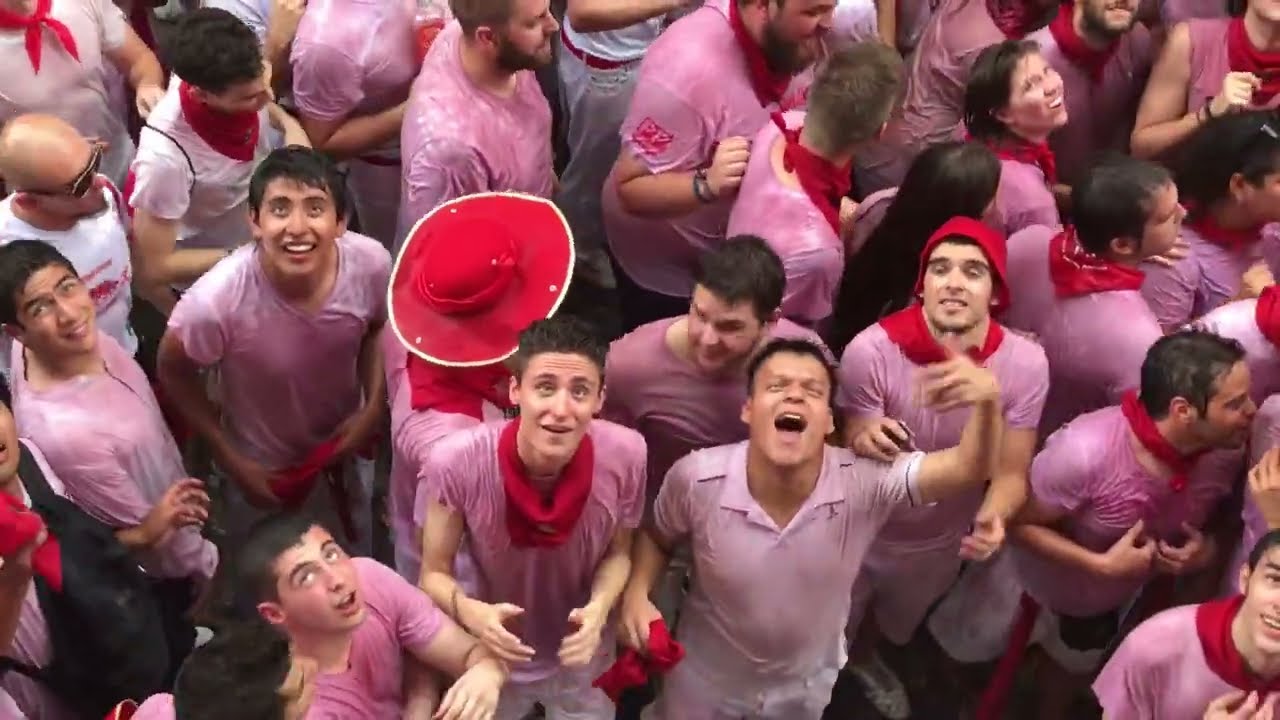 Fun in pamplona - Running of the Bulls - San Fermin festival - party on the streets
