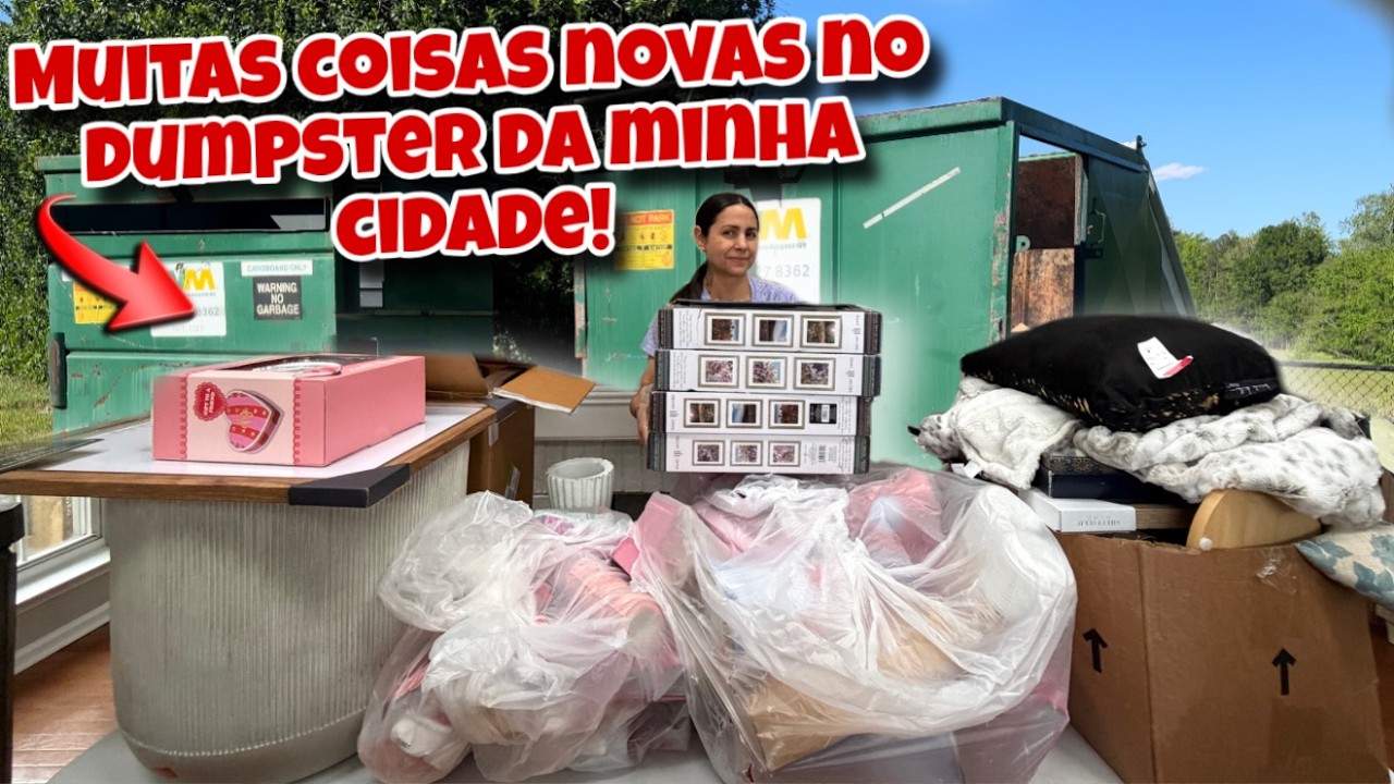 Muitas coisas novas no dumpster da minha cidade dos Estados Unidos!🇺🇸