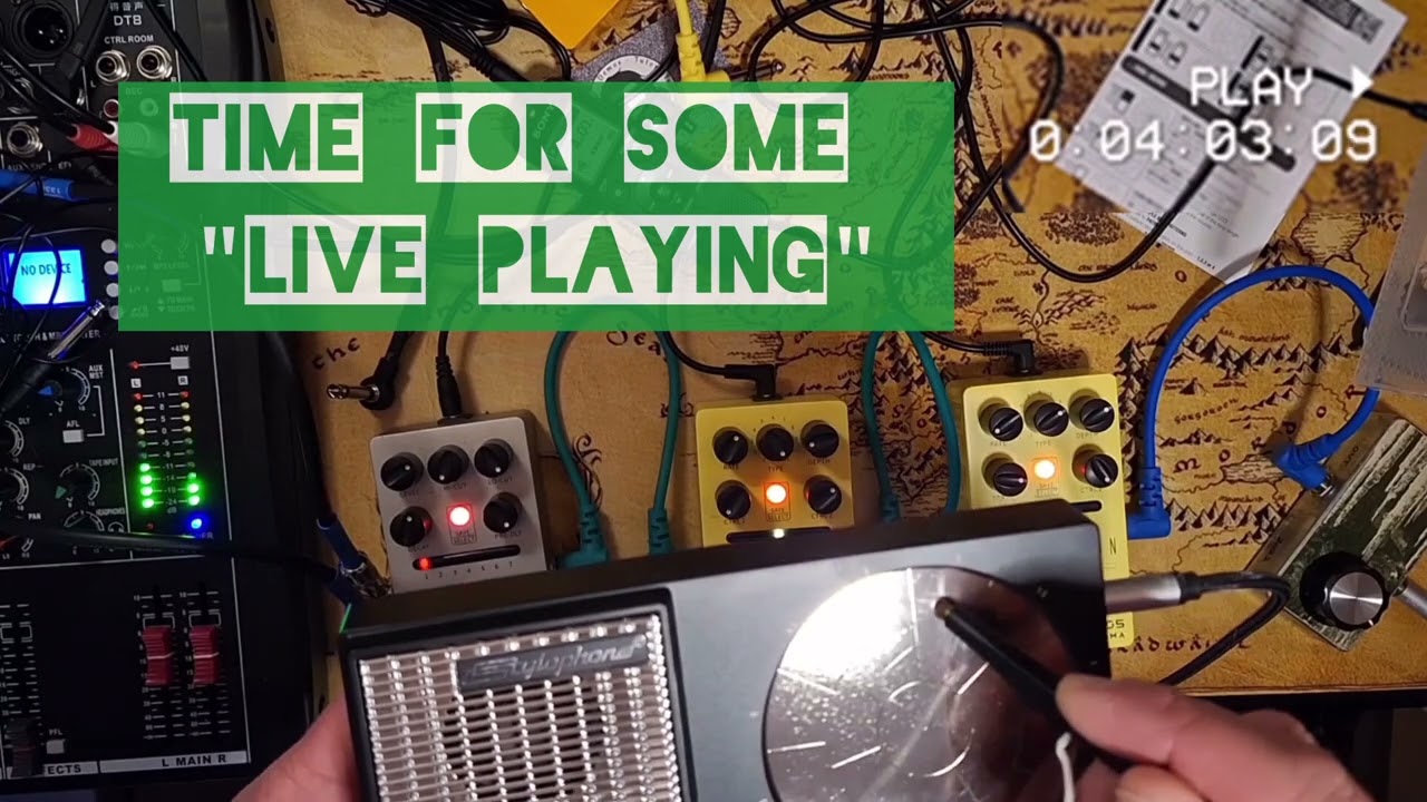 testing the Stylophone Beat Drum Machine with some guitar effect pedals!