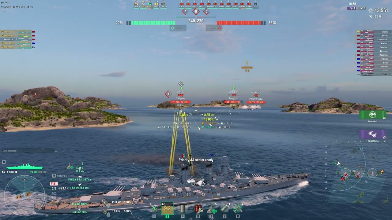 Italian Battleship Sicilia, shows her strength in Asymmetric Battle Trident, killing 5.