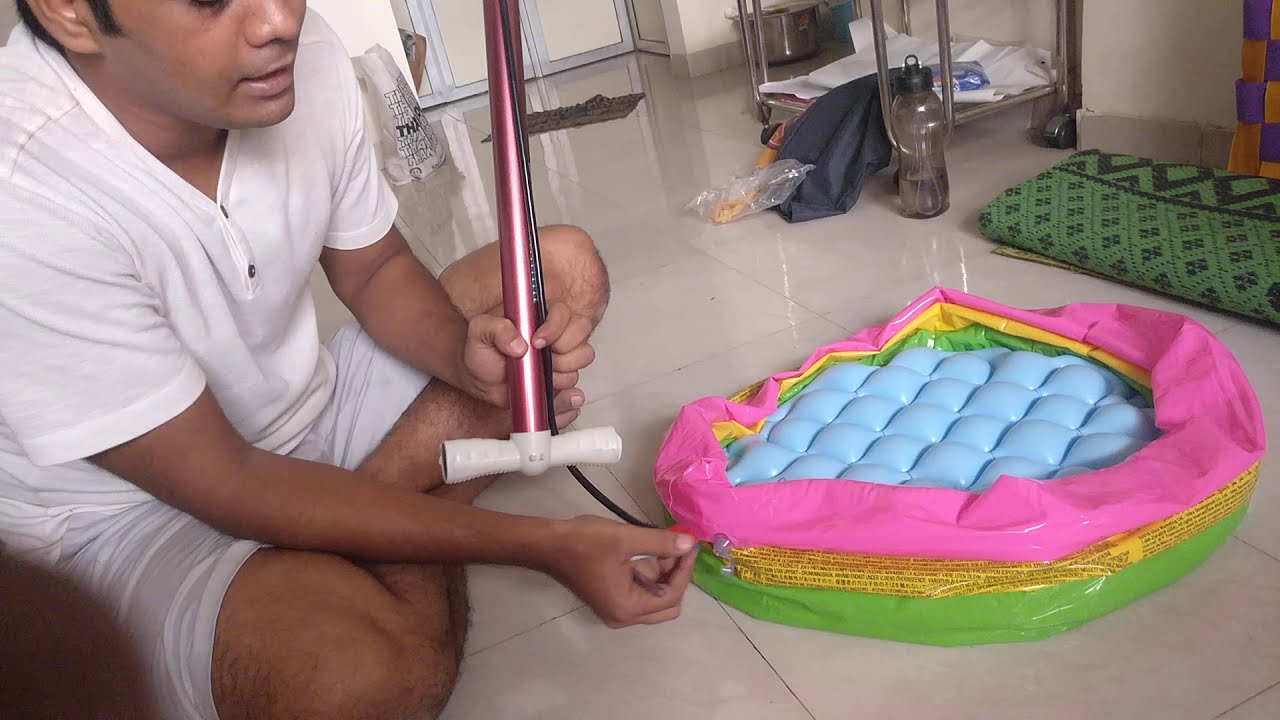 how to fill air in Intex baby pool with only bicycle air pump |  पूल को कैसे फुलाएं |